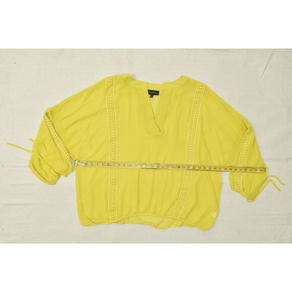 Lane Bryant Women's Plus Size 22/24 Yellow Chiffon Blouse Tunic Top Polyester - Picture 3 of 8